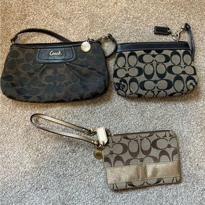 Coach Black and Tan Wristlet Trio